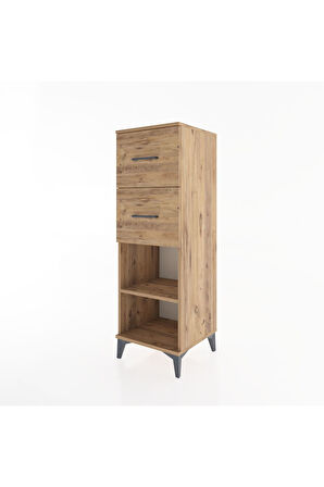 Hyperion Dolap Tek Raflı 2 Çekmeceli 44x44x134 Çam-Çam