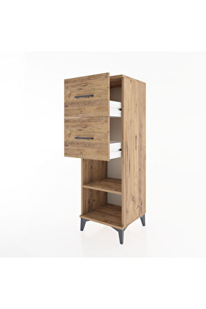 Hyperion Dolap Tek Raflı 2 Çekmeceli 44x44x134 Çam-Çam