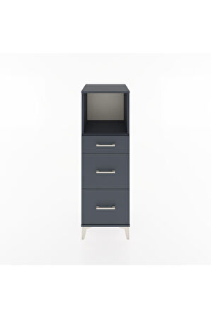 Hyperion Dolap Tek Raflı 3 Çekmeceli 44x44x134 Antrasit-Antrasit