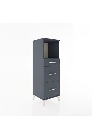 Hyperion Dolap Tek Raflı 3 Çekmeceli 44x44x134 Antrasit-Antrasit