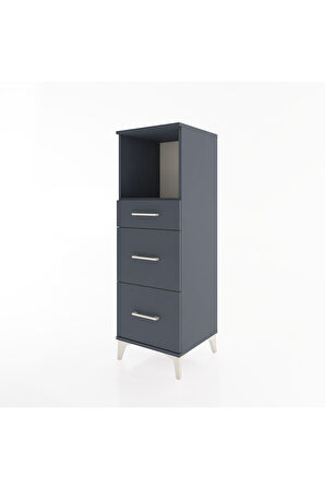 Hyperion Dolap Tek Raflı 3 Çekmeceli 44x44x134 Antrasit-Antrasit
