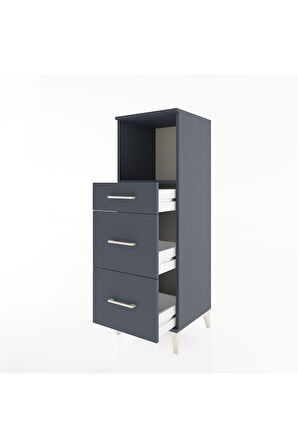 Hyperion Dolap Tek Raflı 3 Çekmeceli 44x44x134 Antrasit-Antrasit