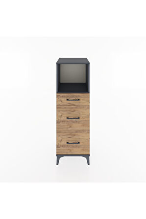 Hyperion Dolap Tek Raflı 3 Çekmeceli 44x44x134 Antrasit-Çam
