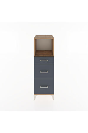 Hyperion Dolap Tek Raflı 3 Çekmeceli 44x44x134 Çam-Antrasit