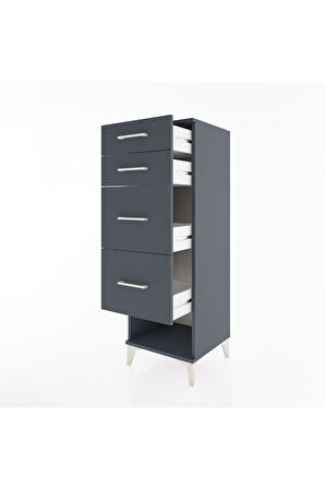 Hyperion Dolap 4 Çekmeceli 44x44x134 Antrasit-Antrasit