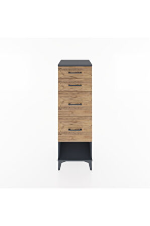 Hyperion Dolap 4 Çekmeceli 44x44x134 Antrasit-Çam