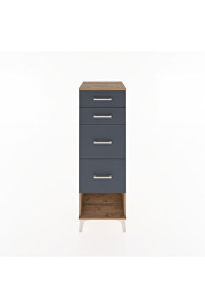 Hyperion Dolap 4 Çekmeceli 44x44x134 Çam-Antrasit