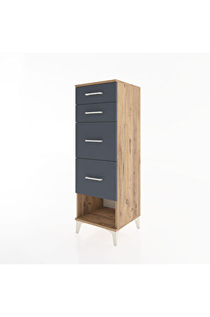Hyperion Dolap 4 Çekmeceli 44x44x134 Çam-Antrasit