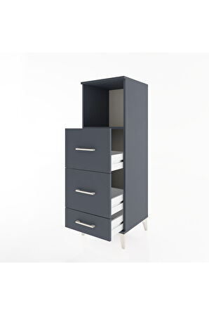 Hyperion Dolap Tek Raflı 3 Çekmeceli 44x44x134 Antrasit-Antrasit