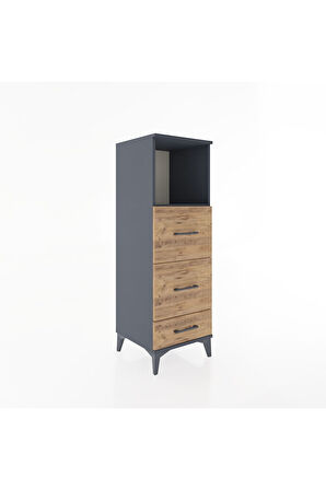 Hyperion Dolap Tek Raflı 3 Çekmeceli 44x44x134 Antrasit-Çam