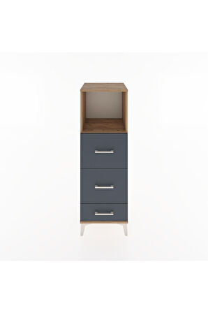 Hyperion Dolap Tek Raflı 3 Çekmeceli 44x44x134 Çam-Antrasit