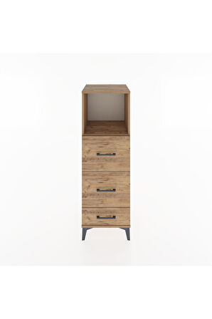 Hyperion Dolap Tek Raflı 3 Çekmeceli 44x44x134 Çam-Çam