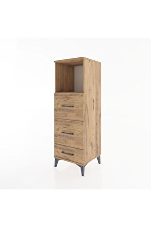Hyperion Dolap Tek Raflı 3 Çekmeceli 44x44x134 Çam-Çam