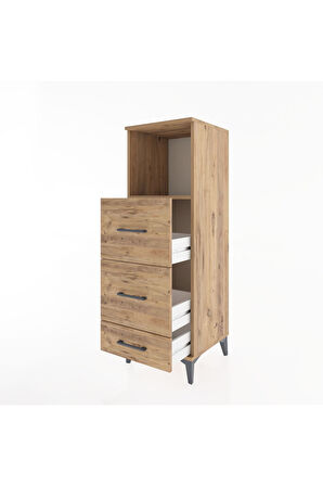 Hyperion Dolap Tek Raflı 3 Çekmeceli 44x44x134 Çam-Çam