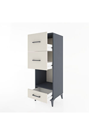 Hyperion Dolap Tek Raflı 3 Çekmeceli 44x44x134 Antrasit-Aytaşı
