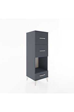 Hyperion Dolap Tek Raflı 3 Çekmeceli 44x44x134 Antrasit-Antrasit