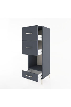 Hyperion Dolap Tek Raflı 3 Çekmeceli 44x44x134 Antrasit-Antrasit