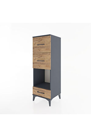 Hyperion Dolap Tek Raflı 3 Çekmeceli 44x44x134 Antrasit-Çam