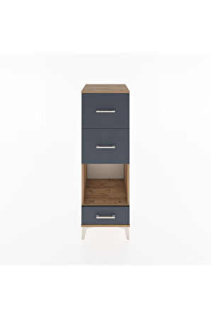 Hyperion Dolap Tek Raflı 3 Çekmeceli 44x44x134 Çam-Antrasit