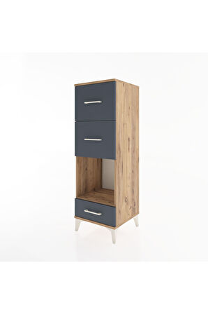 Hyperion Dolap Tek Raflı 3 Çekmeceli 44x44x134 Çam-Antrasit