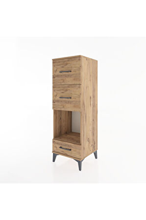 Hyperion Dolap Tek Raflı 3 Çekmeceli 44x44x134 Çam-Çam