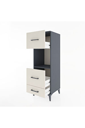 Hyperion Dolap Tek Raflı 3 Çekmeceli 44x44x134 Antrasit-Aytaşı