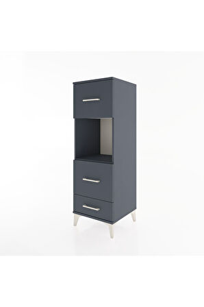 Hyperion Dolap Tek Raflı 3 Çekmeceli 44x44x134 Antrasit-Antrasit