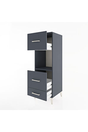 Hyperion Dolap Tek Raflı 3 Çekmeceli 44x44x134 Antrasit-Antrasit