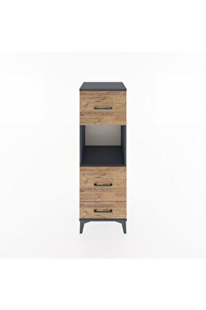 Hyperion Dolap Tek Raflı 3 Çekmeceli 44x44x134 Antrasit-Çam