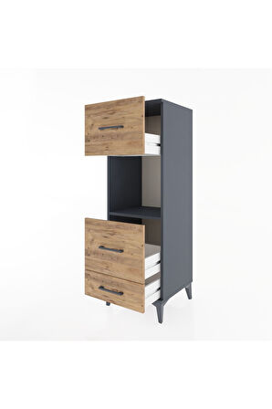 Hyperion Dolap Tek Raflı 3 Çekmeceli 44x44x134 Antrasit-Çam
