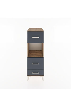 Hyperion Dolap Tek Raflı 3 Çekmeceli 44x44x134 Çam-Antrasit
