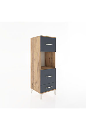 Hyperion Dolap Tek Raflı 3 Çekmeceli 44x44x134 Çam-Antrasit