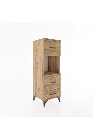 Hyperion Dolap Tek Raflı 3 Çekmeceli 44x44x134 Çam-Çam