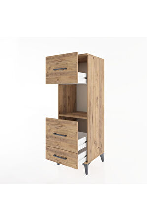 Hyperion Dolap Tek Raflı 3 Çekmeceli 44x44x134 Çam-Çam