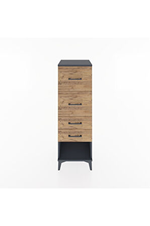 Hyperion Dolap 4 Çekmeceli 44x44x134 Antrasit-Çam