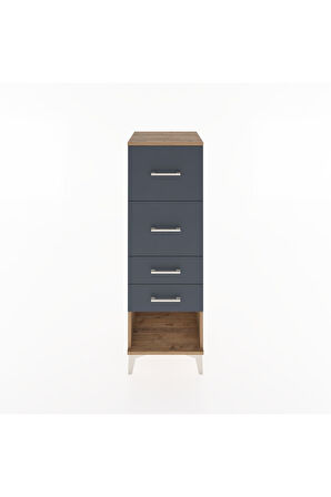 Hyperion Dolap 4 Çekmeceli 44x44x134 Çam-Antrasit
