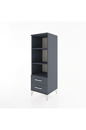 Hyperion Dolap 3 Raflı 2 Çekmeceli 44x44x134 Antrasit-Antrasit