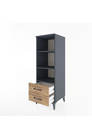 Hyperion Dolap 3 Raflı 2 Çekmeceli 44x44x134 Antrasit-Çam