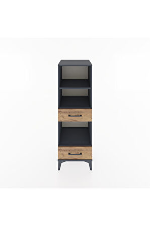 Hyperion Dolap 3 Raflı 2 Çekmeceli 44x44x134 Antrasit-Çam