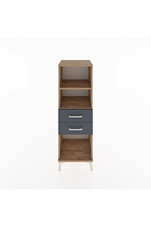 Hyperion Dolap 2 Raflı 2 Çekmeceli 44x44x134 Çam-Antrasit