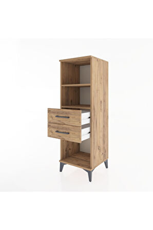 Hyperion Dolap 2 Raflı 2 Çekmeceli 44x44x134 Çam-Çam