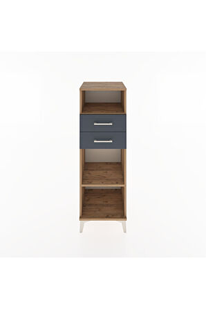 Hyperion Dolap 2 Raflı 2 Çekmeceli 44x44x134 Çam-Antrasit