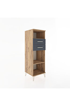 Hyperion Dolap 2 Raflı 2 Çekmeceli 44x44x134 Çam-Antrasit