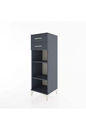 Hyperion Dolap 2 Raflı 2 Çekmeceli 44x44x134 Antrasit-Antrasit