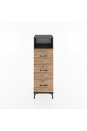 Hyperion Dolap Tek Raflı 3 Çekmeceli 44x44x134 Antrasit-Çam