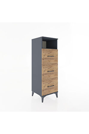 Hyperion Dolap Tek Raflı 3 Çekmeceli 44x44x134 Antrasit-Çam