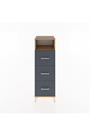 Hyperion Dolap Tek Raflı 3 Çekmeceli 44x44x134 Çam-Antrasit