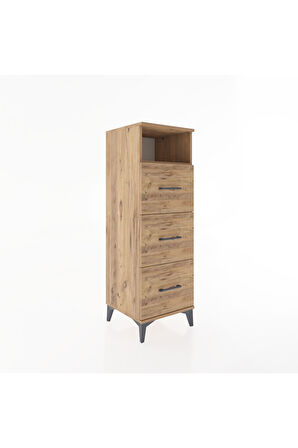Hyperion Dolap Tek Raflı 3 Çekmeceli 44x44x134 Çam-Çam