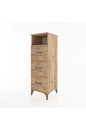 Hyperion Dolap Tek Raflı 3 Çekmeceli 44x44x134 Çam-Çam