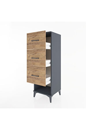 Hyperion Dolap 3 Çekmeceli 44x44x134 Antrasit-Çam